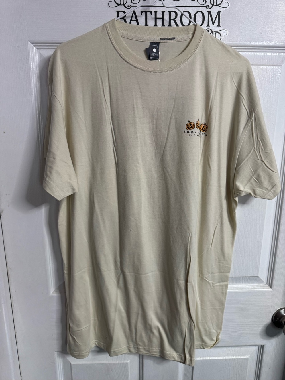 Simply Southern Cream Short Sleeve Tee with Pumpkin Chest Graphic